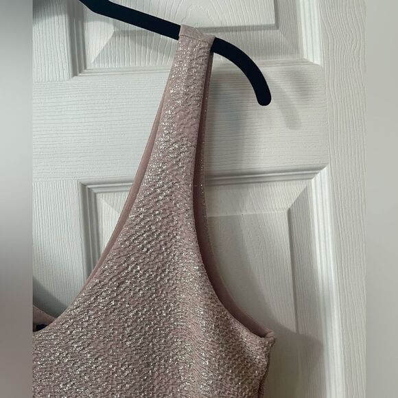 Aeropostle Rose Gold Size Large Shiny Short Party Dresss V-neck Cocktail - Picture 4 of 6